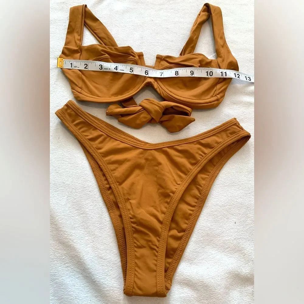 L*space Bikini Set Camellia Top & Cabana Bitsy Bottom Bronze Size Small NEW